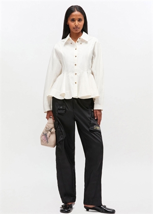 Stretch cotton peplum skjorte Egret W1002 Ganni 